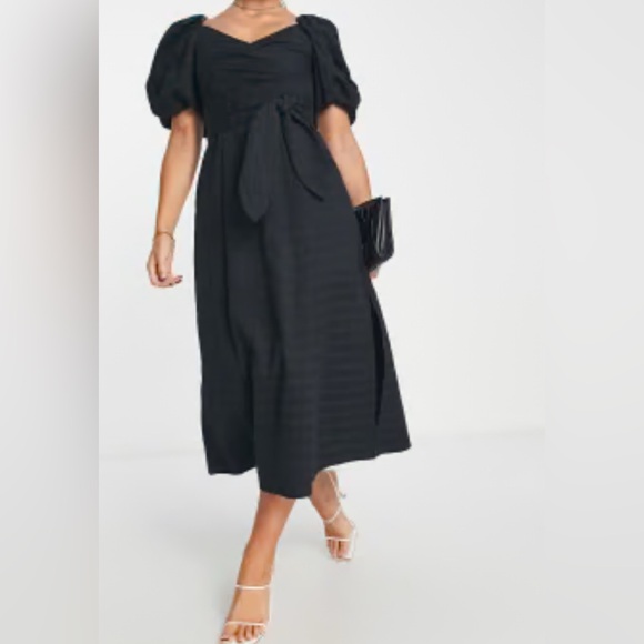 & Other Stories Dresses & Skirts - & Other Stories Black Puff Sleeve Midi Dress